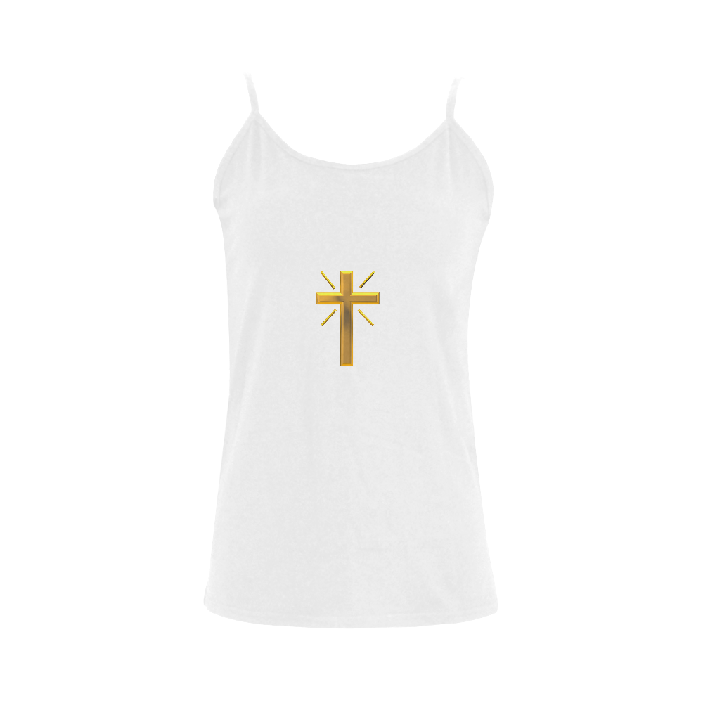 Christian Symbols Golden Resurrection Cross Women's Spaghetti Top (USA Size) (Model T34)