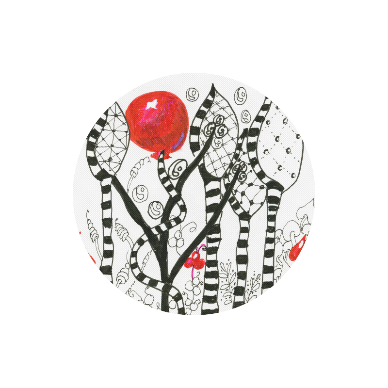 Red Balloon Zendoodle in Fanciful Forest Garden Round Mousepad