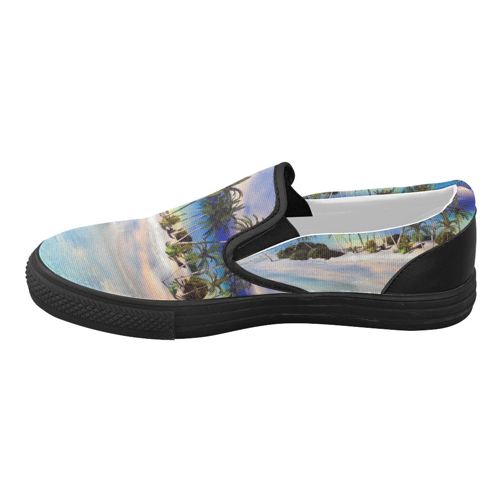 Wonderful view over the sea in the sunset Women's Slip-on Canvas Shoes (Model 019)