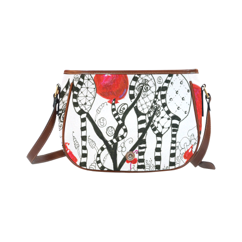 Red Balloon Zendoodle in Fanciful Forest Garden Saddle Bag/Small (Model 1649) Full Customization