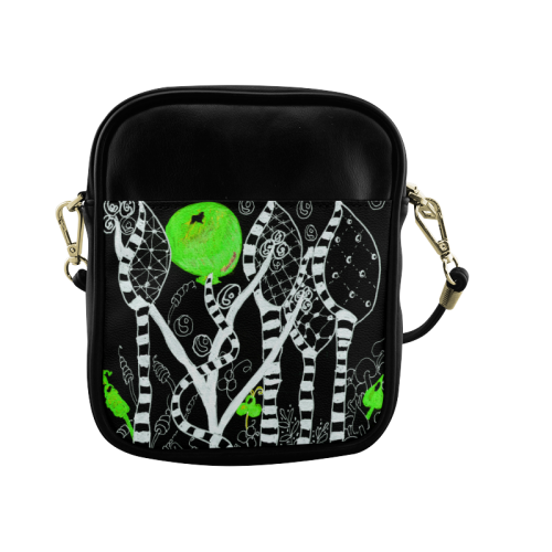 Green Balloon Zendoodle in Night Forest Garden Sling Bag (Model 1627)