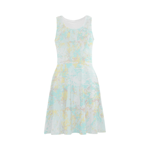 Bright Blue Yellow Grunge Design Atalanta Sundress (Model D04)