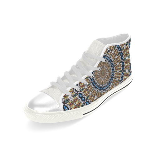 Stained Glass Kaleidoscope Mandala Abstract 6 Men’s Classic High Top Canvas Shoes (Model 017)