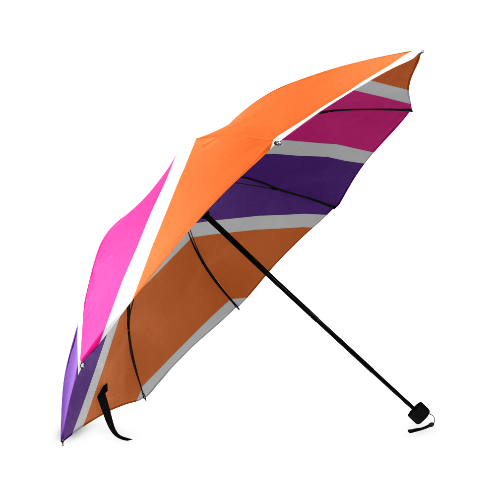 Orange, Purple and Pink Stripes Foldable Umbrella (Model U01)