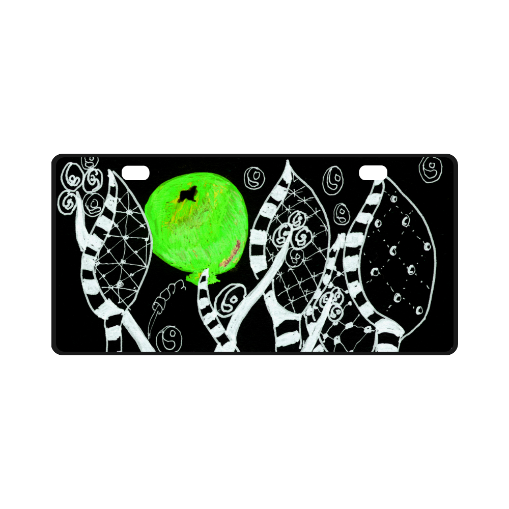 Green Balloon Zendoodle in Night Forest Garden License Plate