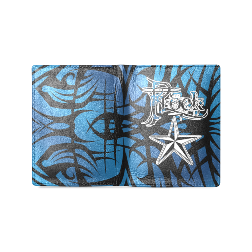 Rock Star Blue Tribal Leather Wallet Men's Leather Wallet (Model 1612)