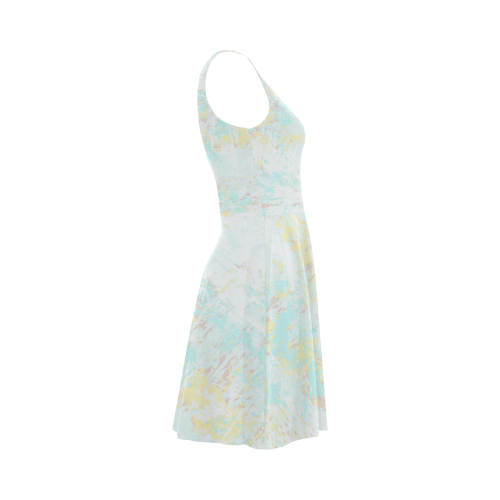 Bright Blue Yellow Grunge Design Atalanta Sundress (Model D04)