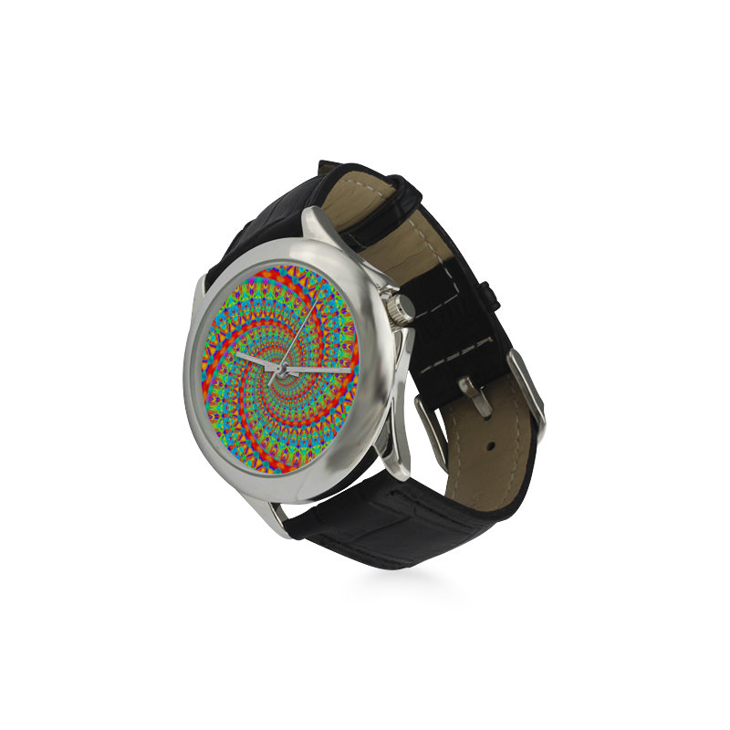 FLOWER POWER SPIRAL multicolored Women's Classic Leather Strap Watch(Model 203)