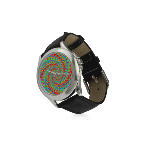 FLOWER POWER SPIRAL multicolored Women's Classic Leather Strap Watch(Model 203)