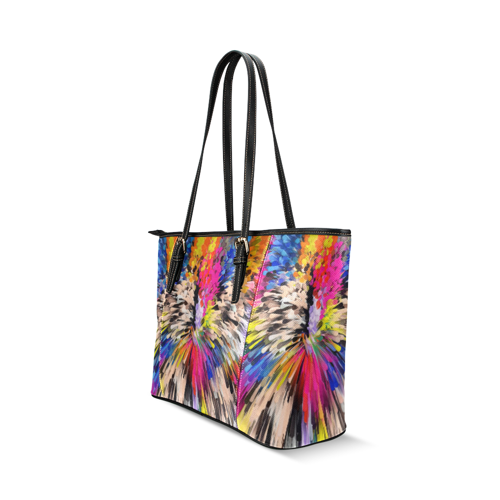 Art of Colors by ArtDream Leather Tote Bag/Large (Model 1640)