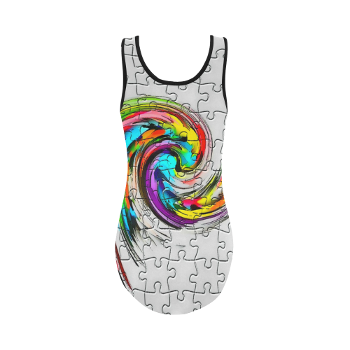 Puzzles Twister by Artdream Vest One Piece Swimsuit (Model S04)