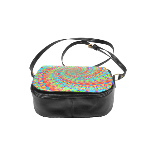 FLOWER POWER SPIRAL multicolored Classic Saddle Bag/Small (Model 1648)