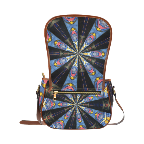 Stained Glass Kaleidoscope Mandala Abstract 3 Saddle Bag/Small (Model 1649) Full Customization