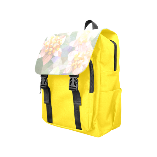 Low Poly Flowers on yellow Casual Shoulders Backpack (Model 1623)