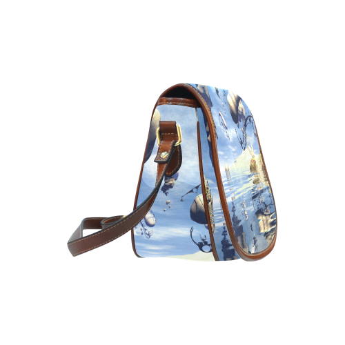 Fantasy world with flying rocks over the sea Saddle Bag/Small (Model 1649) Full Customization