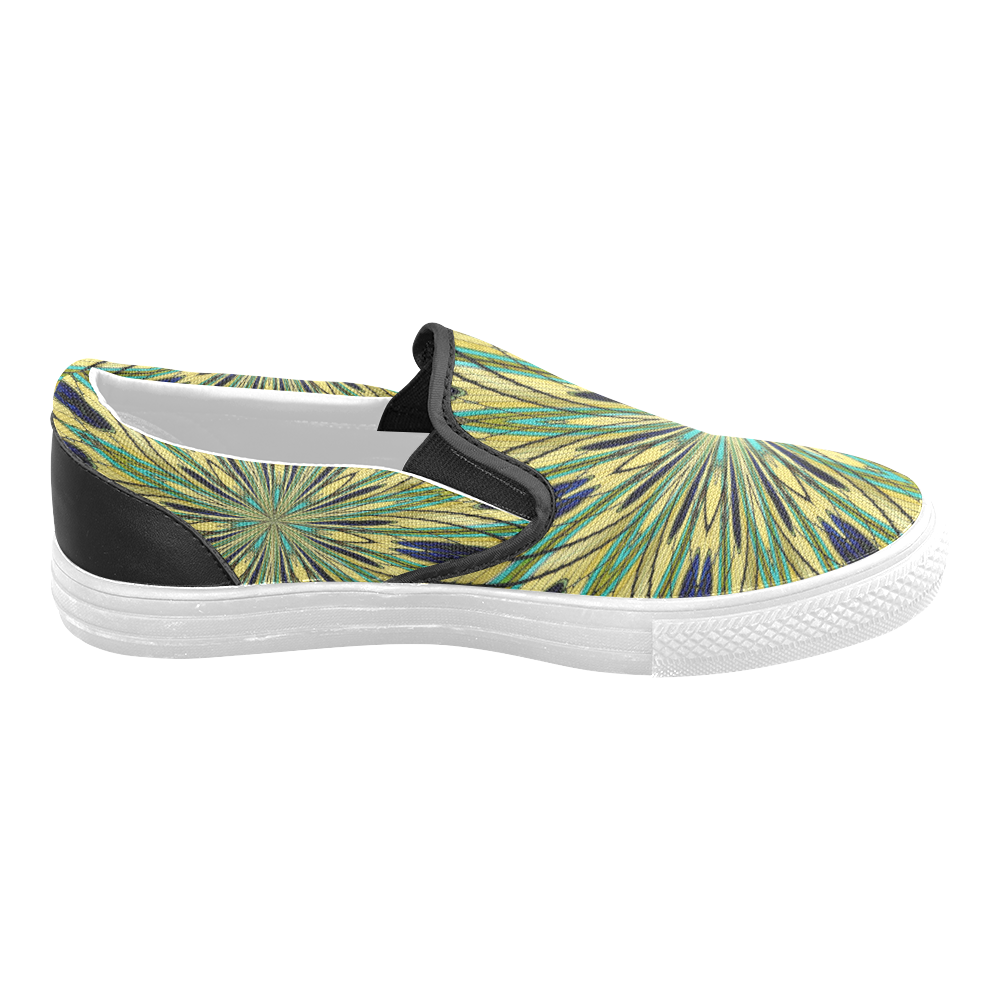 Stained Glass Kaleidoscope Mandala Abstract 2 Men's Slip-on Canvas Shoes (Model 019)