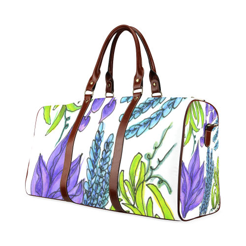 Purple Green Blue Flower Garden, Dancing Zendoodle Waterproof Travel Bag/Small (Model 1639)