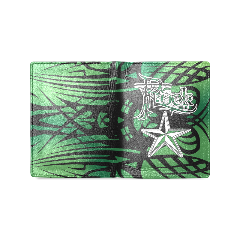 Rock Star Green Tribal Leather Wallet Men's Leather Wallet (Model 1612)