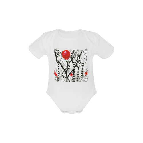 Red Balloon Zendoodle in Fanciful Forest Garden Baby Powder Organic Short Sleeve One Piece (Model T28)