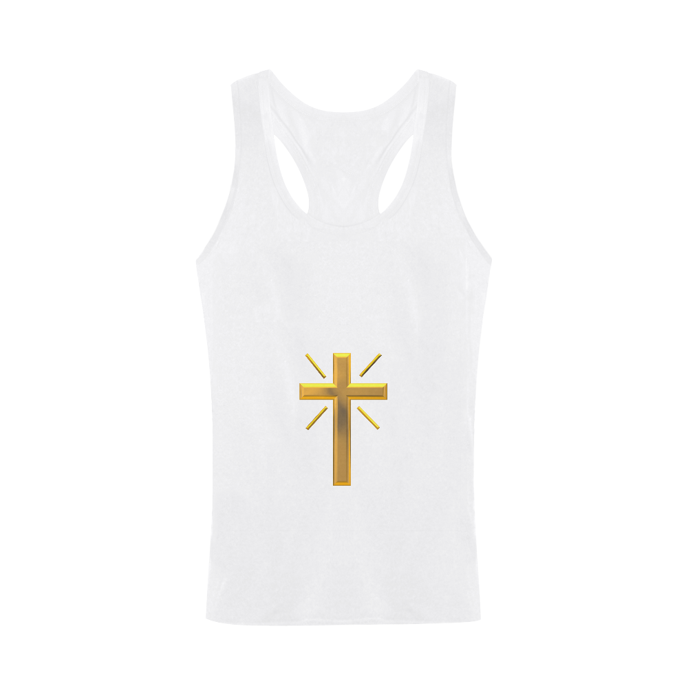 Christian Symbols Golden Resurrection Cross Plus-size Men's I-shaped Tank Top (Model T32)
