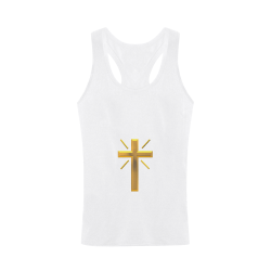 Christian Symbols Golden Resurrection Cross Plus-size Men's I-shaped Tank Top (Model T32)