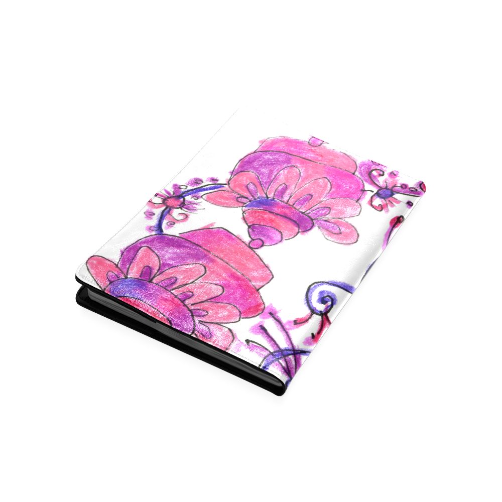 Pink Flower Garden Zendoodle, Purple Gardenscape Custom NoteBook B5