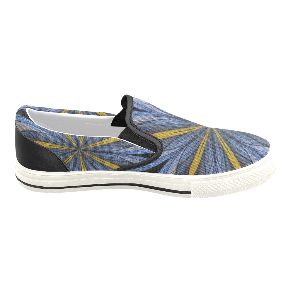 Stained Glass Kaleidoscope Mandala Abstract 4 Women's Unusual Slip-on Canvas Shoes (Model 019)
