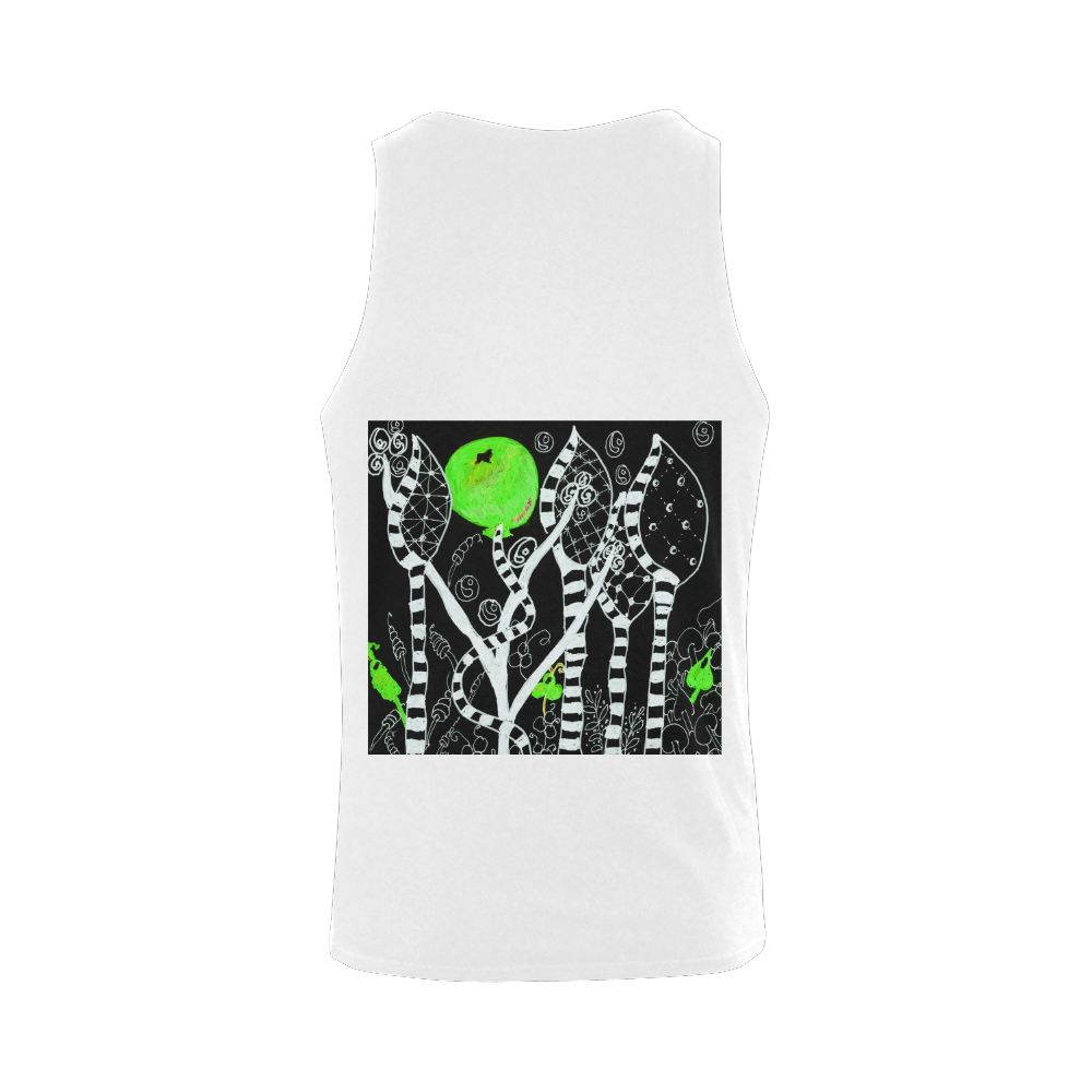 Green Balloon Zendoodle in Night Forest Garden Men's Shoulder-Free Tank Top (Model T33)