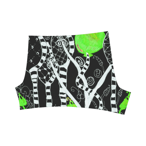 Green Balloon Zendoodle in Night Forest Garden Briseis Skinny Shorts (Model L04)