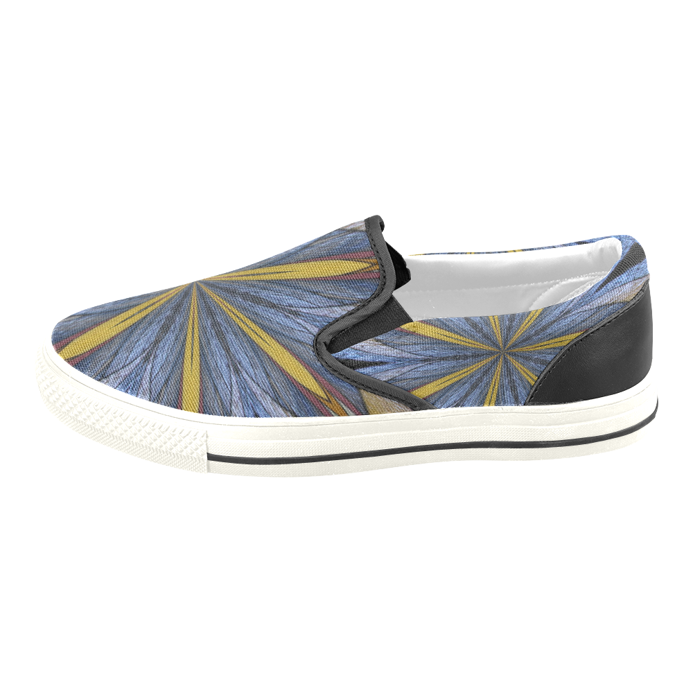 Stained Glass Kaleidoscope Mandala Abstract 4 Women's Unusual Slip-on Canvas Shoes (Model 019)