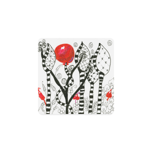 Red Balloon Zendoodle in Fanciful Forest Garden Square Coaster