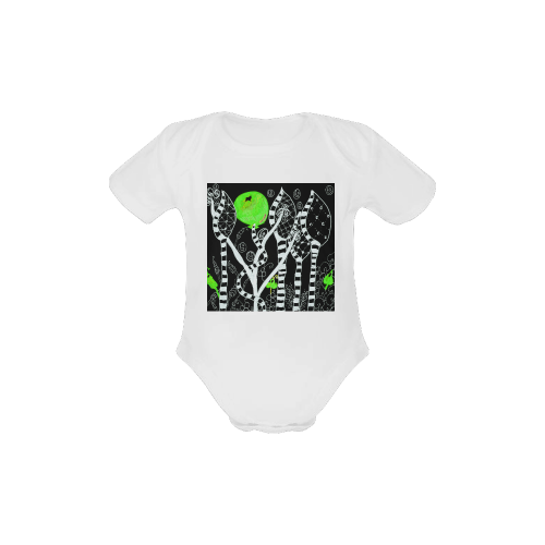 Green Balloon Zendoodle in Night Forest Garden Baby Powder Organic Short Sleeve One Piece (Model T28)