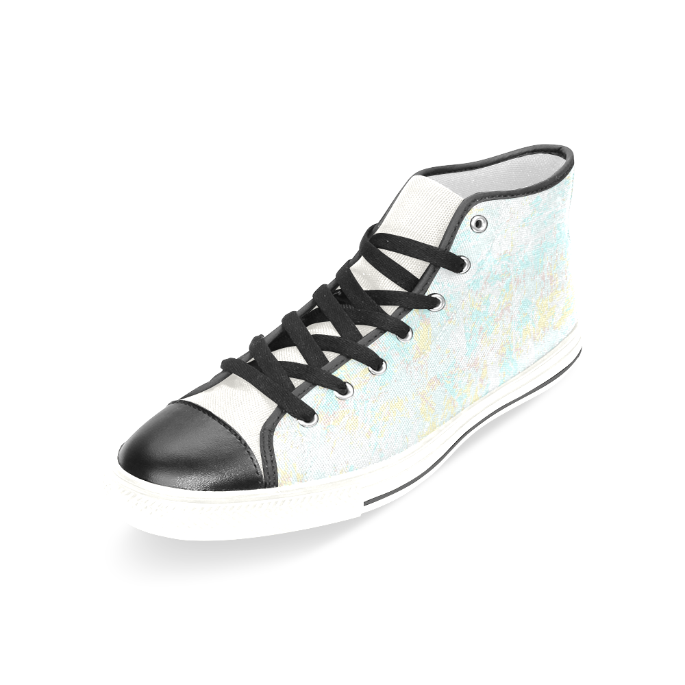 Bright Blue Yellow Grunge Design Women's Classic High Top Canvas Shoes (Model 017)