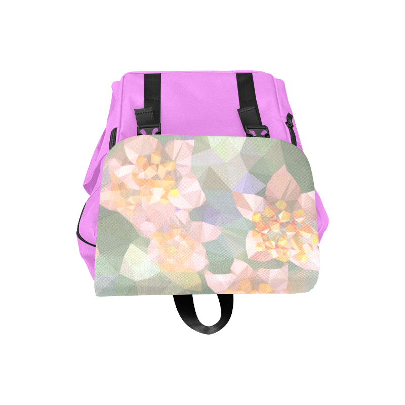 Low Poly Flowers on lilac Casual Shoulders Backpack (Model 1623)