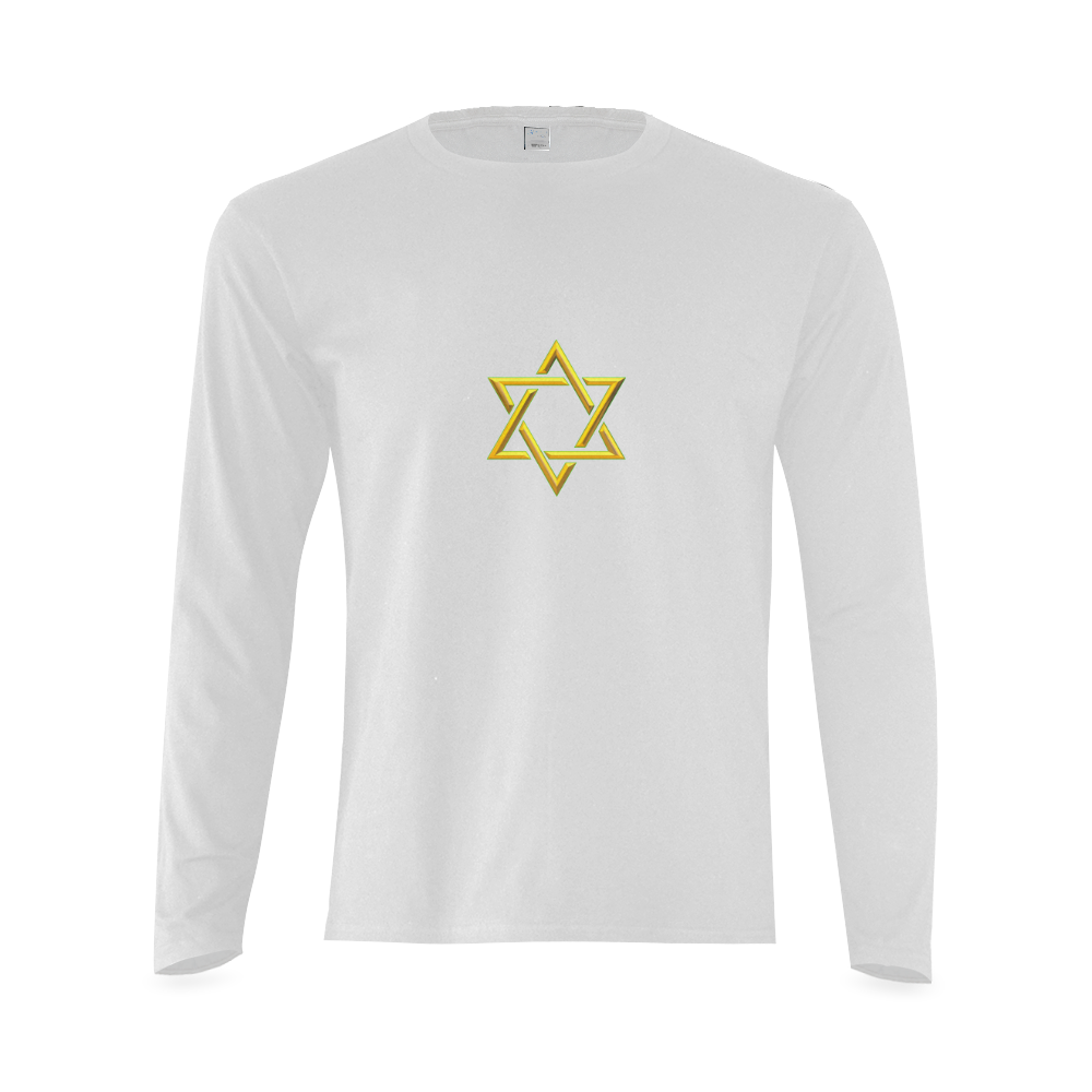 Judaism Symbols Golden Jewish Star of David Sunny Men's T-shirt (long-sleeve) (Model T08)