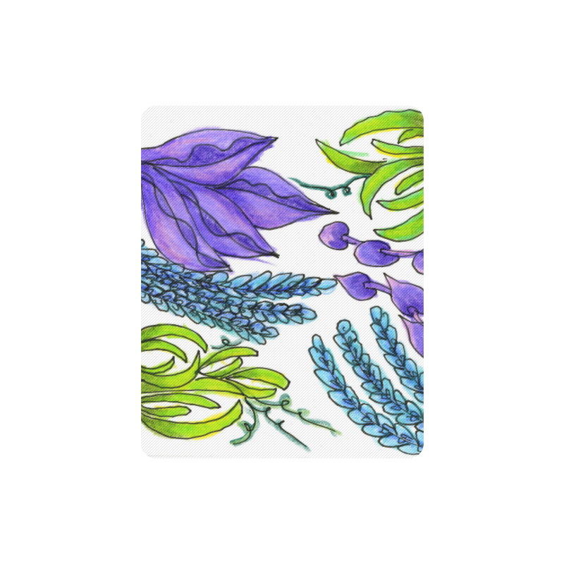 Purple Green Blue Flower Garden, Dancing Zendoodle Rectangle Mousepad