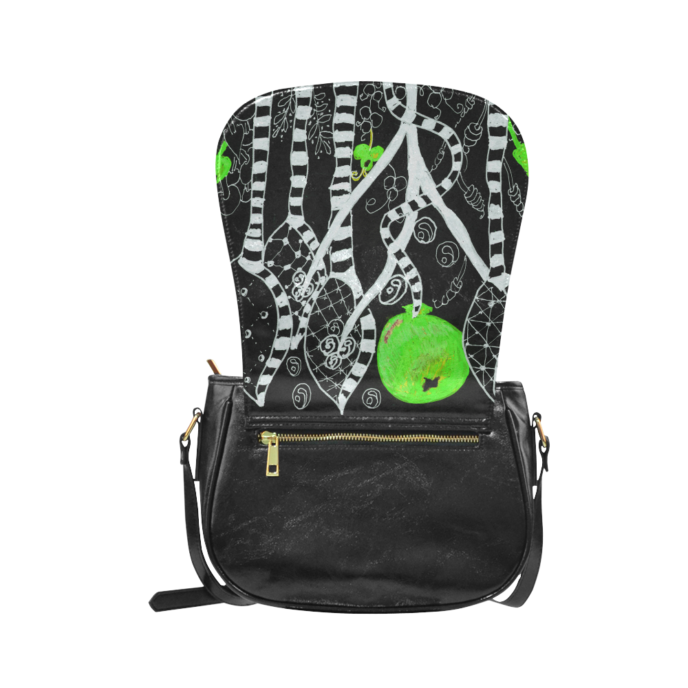 Green Balloon Zendoodle in Night Forest Garden Classic Saddle Bag/Small (Model 1648)