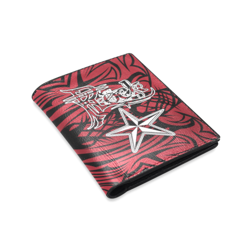 Rock Star Red Tribal Leather Wallet Men's Leather Wallet (Model 1612)