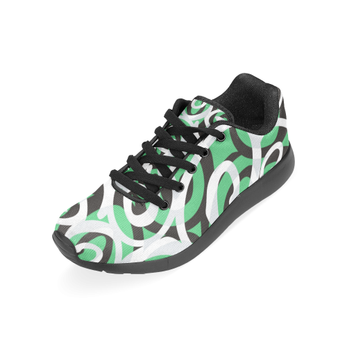 Black White Grey SPIRALS pattern ART Men’s Running Shoes (Model 020)