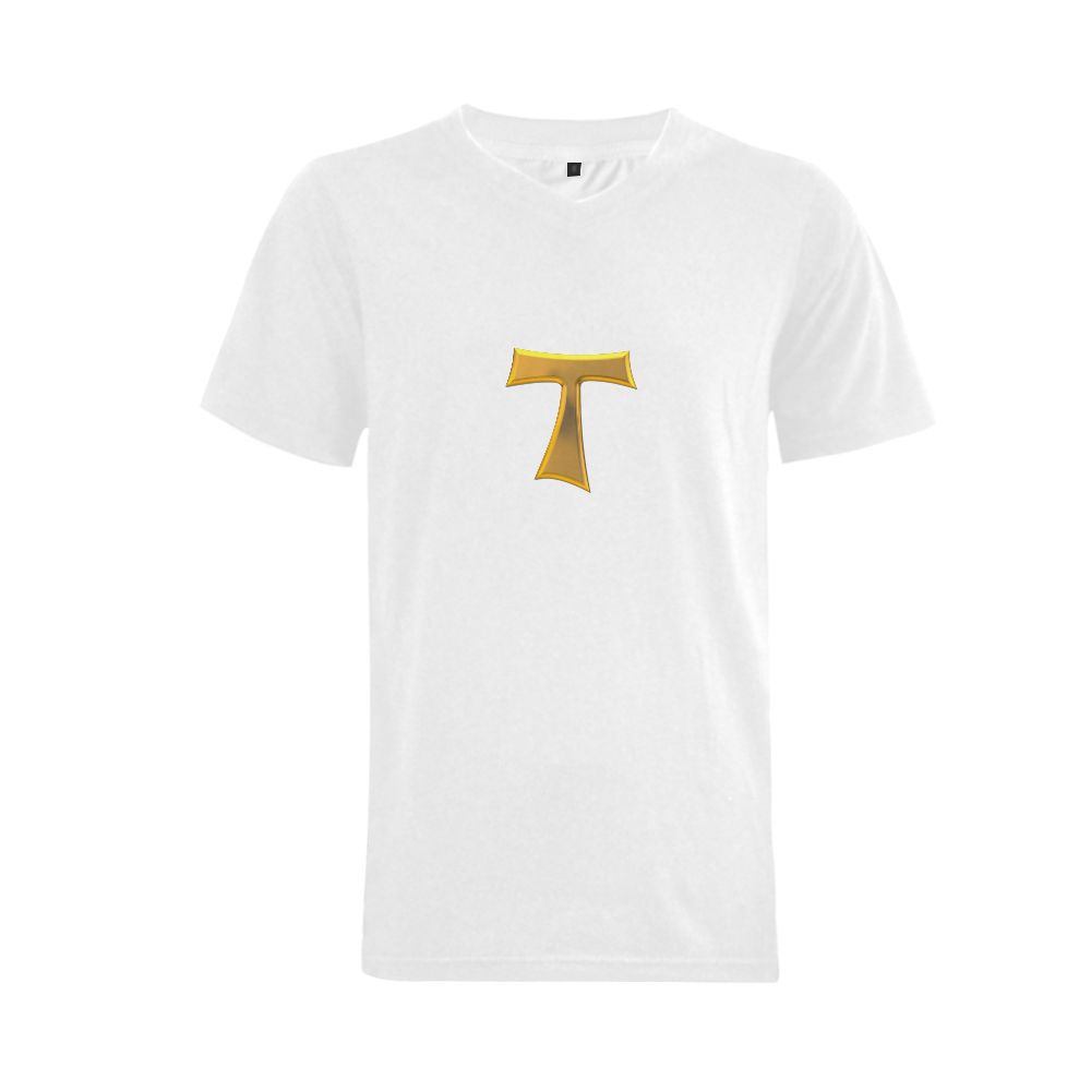 Catholic Christian Symbols Franciscan Tau Cross Men's V-Neck T-shirt  Big Size(USA Size) (Model T10)