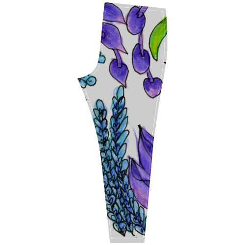Purple Green Blue Flower Garden, Dancing Zendoodle Cassandra Women's Leggings (Model L01)