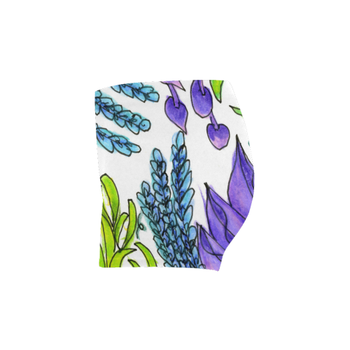 Purple Green Blue Flower Garden, Dancing Zendoodle Briseis Skinny Shorts (Model L04)