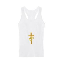 Christian Symbols Golden Cross with 2 Hearts Plus-size Men's I-shaped Tank Top (Model T32)