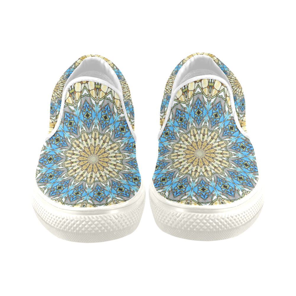 Stained Glass Kaleidoscope Mandala Abstract 1 Men's Unusual Slip-on Canvas Shoes (Model 019)