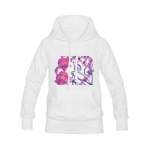 Pink Flower Garden Zendoodle, Purple Gardenscape Women's Classic Hoodies (Model H07)