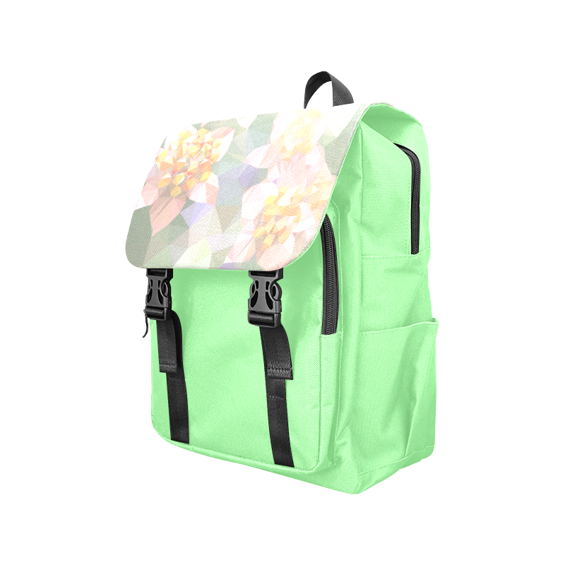 Low Poly Flowers on green Casual Shoulders Backpack (Model 1623)