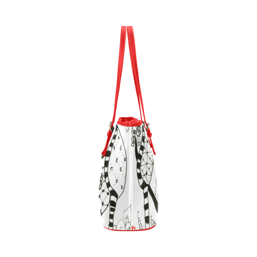 Red Balloon Zendoodle in Fanciful Forest Garden Leather Tote Bag/Large (Model 1651)