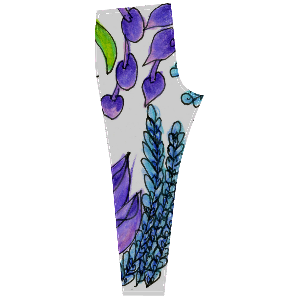 Purple Green Blue Flower Garden, Dancing Zendoodle Cassandra Women's Leggings (Model L01)
