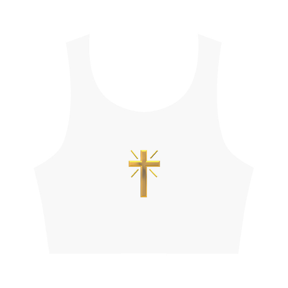 Christian Symbols Golden Resurrection Cross Women's Crop Top (Model T42)