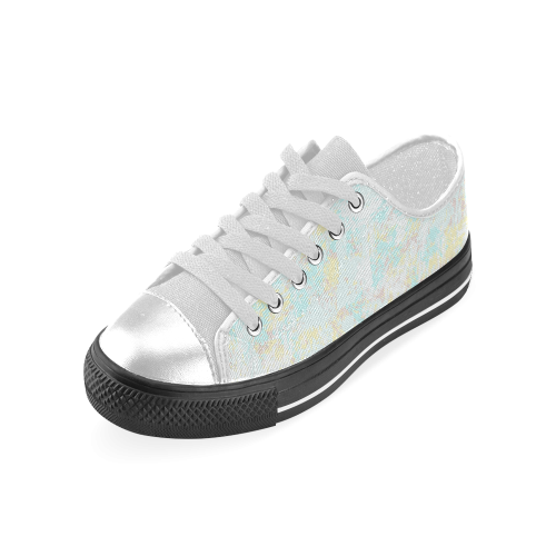 Bright Blue Yellow Grunge Design Women's Classic Canvas Shoes (Model 018)